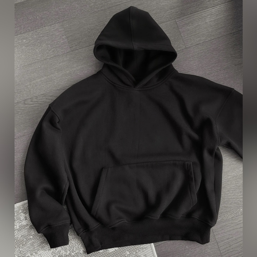 Hours Collection Drop Shoulder Black Hoodie